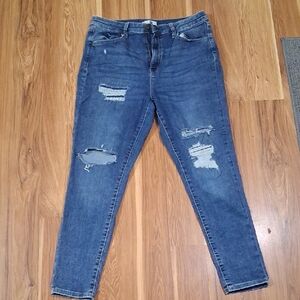 SO Women's Blue Distressed Skinny Jeans